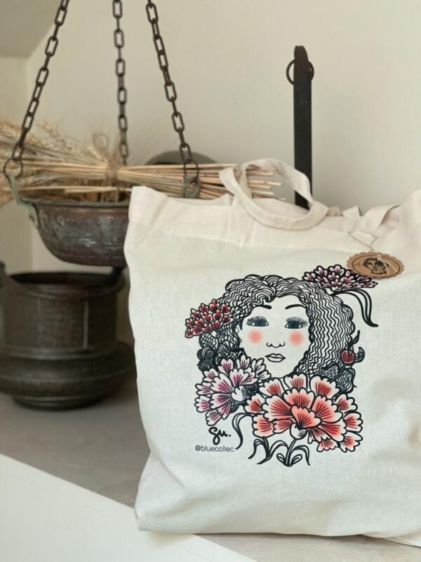 Tote bag mujer oriental claveles